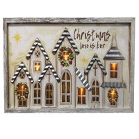 lighted up Church Wall Art Printing picture Wall Art Canvas Frame Picture for Christmas