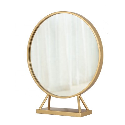 Iron Nordic Desktop Vanity Mirror Golden Round Studio Makeup Mirror