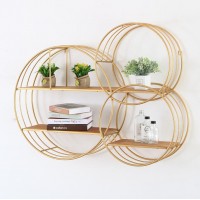 Rustic Wood Metal Creative Wall Mount Shelf Storage Organizer Book Flower Corner Decor Bedside Kitchen Wood Floating Rack