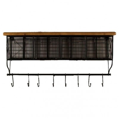 Rustic Metal Creative Wall Mount Shelf Storage Organizer Flower Decor Kitchen Wood Floating Rack Hanger M034